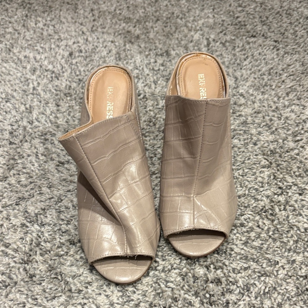 Tan Peep Toe Mules